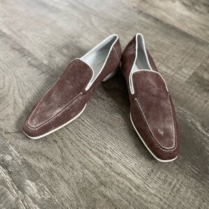 Mens Donald J Pliner brown suede leather loafers 9M